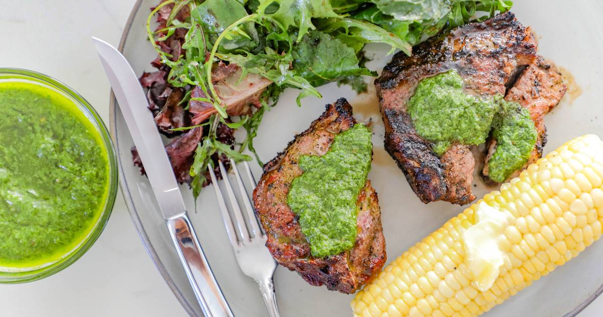 Grilled Lamb Loin Chops Mint Chimichurri