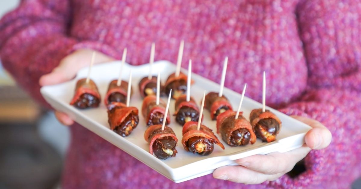Holiday Side Dishes: Bacon Wrapped Dates with Almonds & Point Reyes Blue Cheese